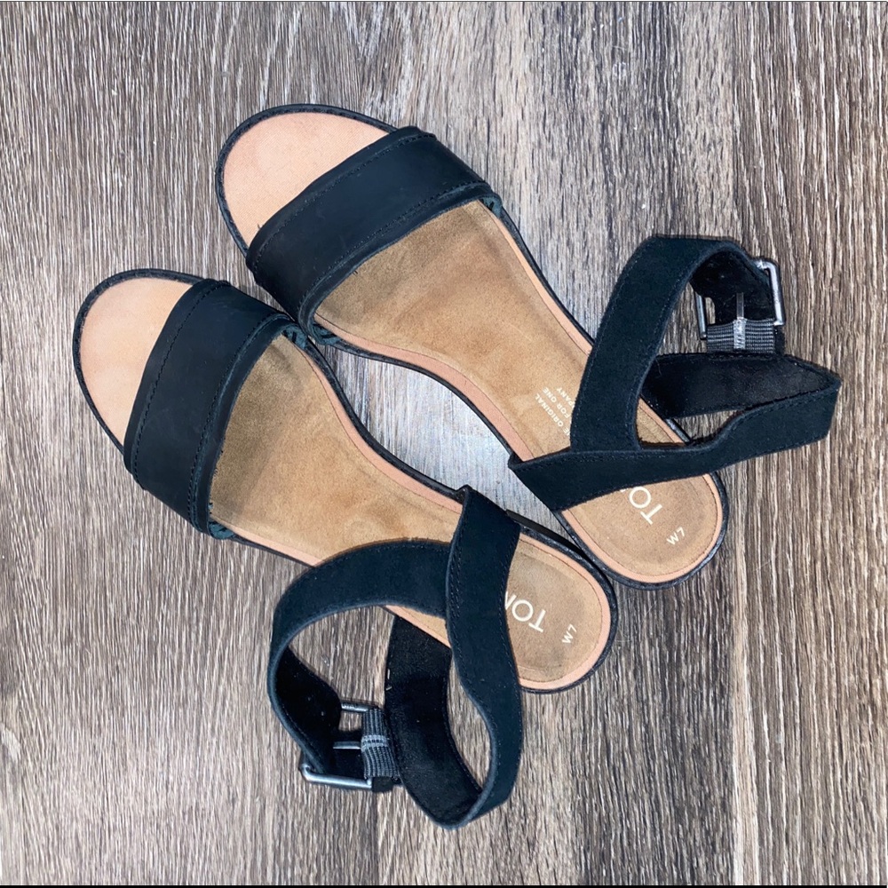 Toms black suede sandals